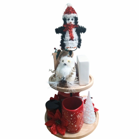NEW Christmas Penguin Tiered Tray W/ Rae Dunn mug - Picture 5 of 15
